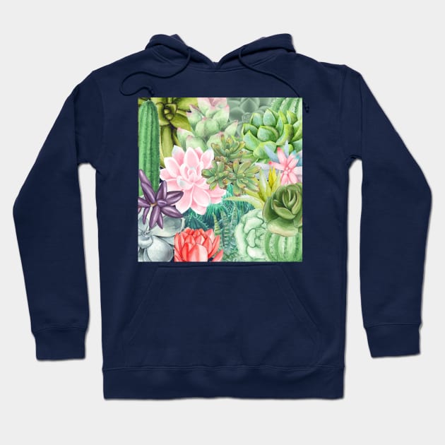 Succulent Garden - Watercolor Design Hoodie by gabby.gp.designs